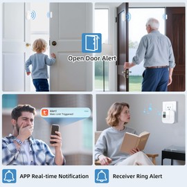 Door Chime,Sanjie WiFi Door Sensor Open Chime When Entering for Business/Home/Store/Office Alert Your Phone,Alarms for Kids Safety,500 FT Range,20 Ringtones,3 Sensors 1 Receiver