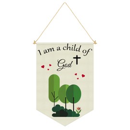 Christian Nursery Wall Decor Hanging Pennant Flag Banner Christian Bible Verses Banner Wall Decor Gifts for Nursery Baby Kids Girl Boy Room Bedroom Playroom Sunday School Preschool Classroom