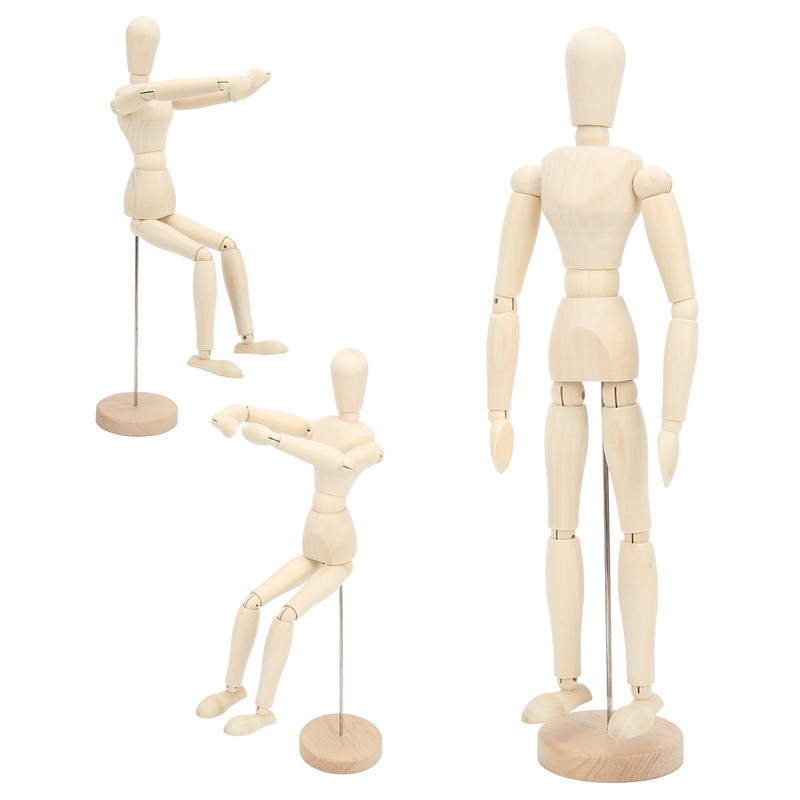 16in Wooden Mannequin Mini Flexible Rotating Sketch Drawing Wooden Figures