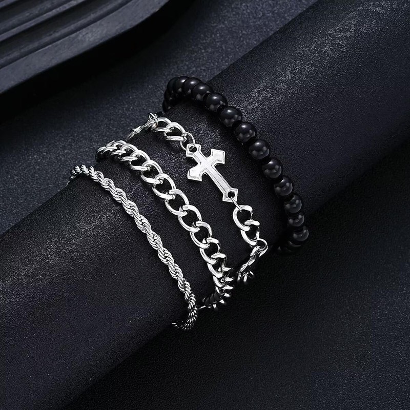 twinkle eye Cross Bracelets for Women Men Stackable Layered Stainless