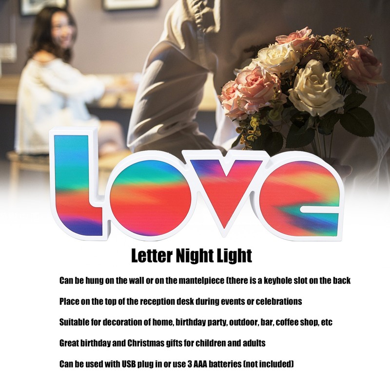 Love Letter Night Light Hangable Decorative Desktop LED Neon Lamp