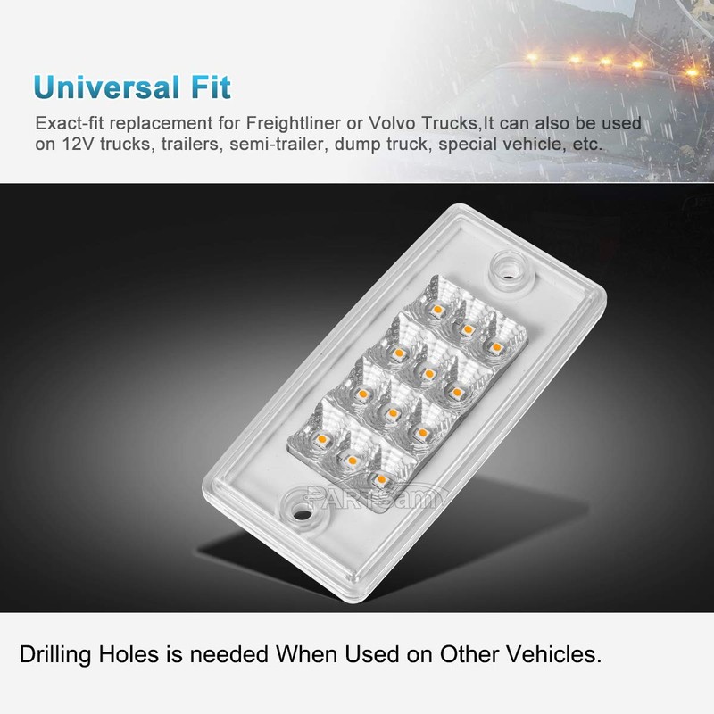 Partsam 5pcs Amber Cab Marker Lights LED Top Roof Running