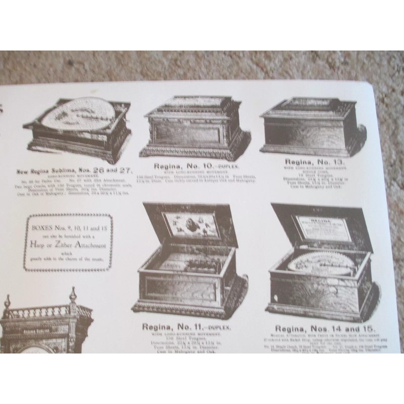 Regina Music Box Broadside Repro 17" x 22" 17 Styles