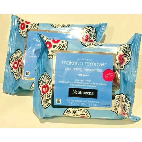 Neutrogena Makeup Remover Facial Towelettes Wipes LIMITED EDITION 2 PACK 25 EACH