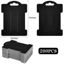 Mototo 200 PCS Hair Clip Bow Display Cards Hair Barrettes Jewelry Display Holder Rectangle Paper Cardboard for Hair Accessories Display and Organizing, 4 x 3 Inches (Black)