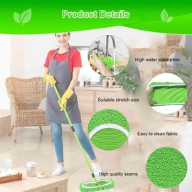 Floor Cloths Microfibre Set, 2 Pieces Mop Cover, 25 x 11.5 cm, Reusable Floor Mop Wet Dry, Sweeper Mop, for Cleaning Hard Floors, Wooden Floors