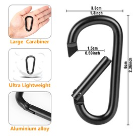 Pullther fishing Aluminum Carabiner Clips - Set of 10,2.36in,Black Carabiner Clip,Key Clip,Corrosion,esistant,Lightweight,Carabiner for Keys,Hanging Outdoor Sports, Hiking,Camping,Fishing and More