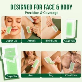 Wax Strips for Hair Removal Kit: 60 Pieces 40 Body & 20 Facial Waxing Strips for Face, Eyebrow, Arms, Legs, Underarm, and Bikini