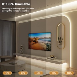 PAUTIX COB LED Strip Light 16.4ft,Engineering Level UL Listed Natural White 4000K,CRI93+ Super Bright High Lumen,Dimmable 24V Flexible LED Tape Light with RF Remote,for Home&Office Decor DIY Lighting