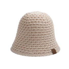 C.C Women's Chunky Open Weave Crochet Cloche Bucket Hat, Beige
