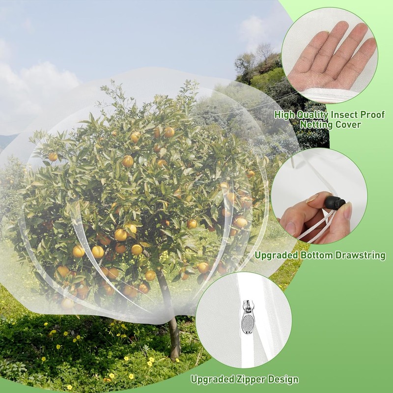 2PCS Large Fruit Tree Netting with Drawstring and Zipper, 8