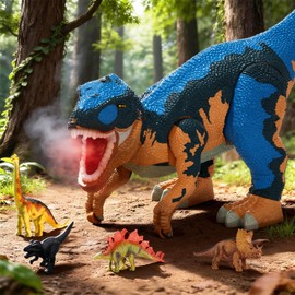 WOANZZ 24" Dinosaur Toys for Kids 3-5 5-7, Big Dinosaurs Tyrannosaurus Rex Figure Toys Storage for 10+ Dinos, Large Dinosaur Figures T-Rex Jumbo Dinosaur Gift for Boys 3-6, Blue