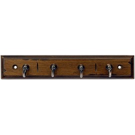 Dorman Hardware 4-1833 Keyrack with 4 Extra Small Single Bronze Hooks, 8.75-Inch, Antique Walnut Finish