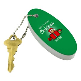 GRAPHICS & MORE Baby's First Christmas 2024 Floating Keychain Oval Foam Fishing Boat Buoy Key Float