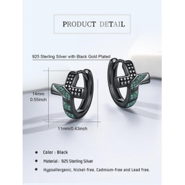 American Flag Earrings for Men 925 Sterling Silver Small Turquoise Huggies Hoops Patriotic Jewelry Christian Gifts for Women, 15MM