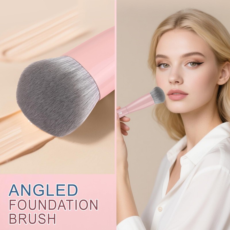 KINGMAS Foundation Makeup Brushes, Angled Kabuki Concealer Brush Under Eye