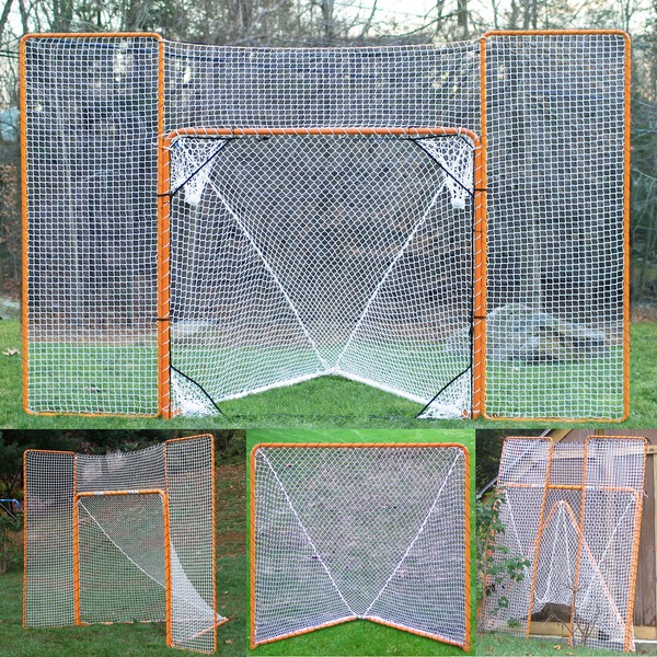 EZGoal Lacrosse Folding Goal with Backstop and Targets, Orange , 6' x 6'