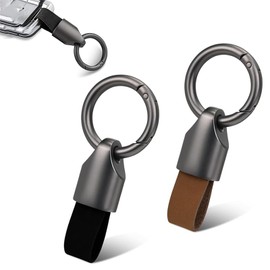 Santdag 2Pcs Minimalist Car Keychain, Leather Keychain Key Fob Keychain, Small Key Fob Accessory with O-Ring Keyrings, Multifunctional Keychain Ring Holder for Men Woman
