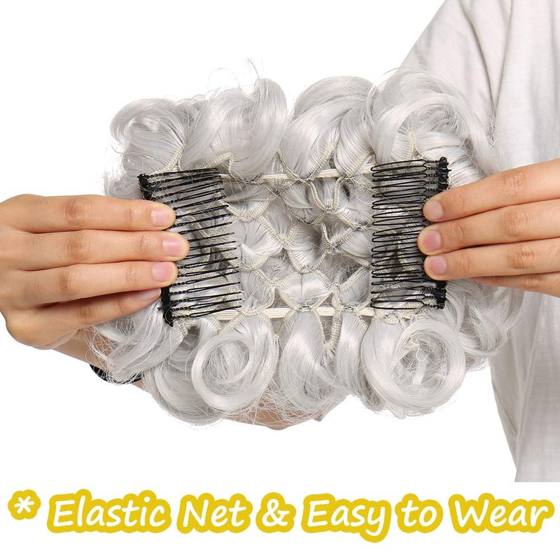 Silk-co Combs Hairpieces Hair Bun Scrunchy Scrunchie Updo Clip in