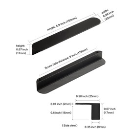 funifiti 5 Pack Black Cabinet Handles Modern Drawer pulls Closet Handle 5 Inch(128mm) Hole Center Minimalist Furniture Bathroom Hardware