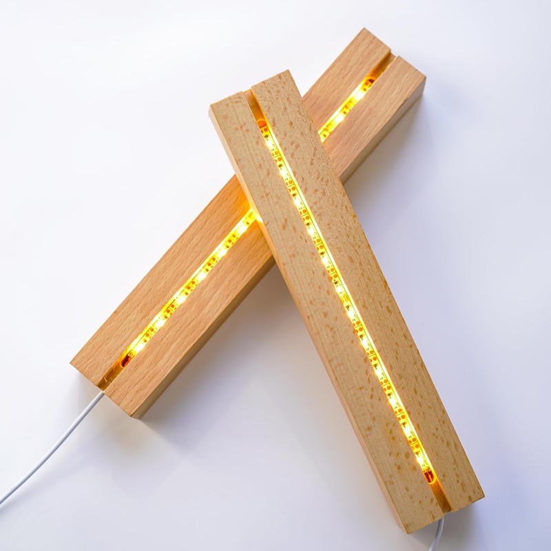 ZEERSHEE 2 Pcs 9.4 Inch Wooden Rectangle LED Light Display