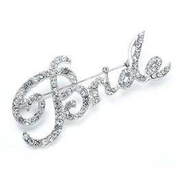 Mariell Crystal Rhinestone "Bride" Brooch Pin in Script Lettering - Bachelorette & Bridal Shower Gift!
