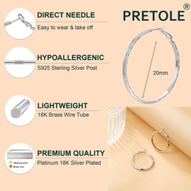 Sterling Silver Hoop Earrings for Women Diamond Cut Silver Hoop Earrings Large Silver Hoop Earrings Hypoallergenic Circle 3 mm Thin Hoop Earrings Oversize Large Silver Hoop Earrings 925 Sterling