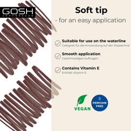 GOSH Kohl/Eyeliner & Kajal 2-in-1 Make-Up Pen, Also Suitable as Eyeshadow, with Nourishing Vitamin E, Easy to Apply to Upper & Lower Eyelid, Vegan & Fragrance-Free, Espresso