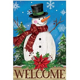 Frosty The Snowman Welcome Garden Flag - 12" x 18", Double Sided Winter Garden Decor, Christmas Decoration, Garden Decor, Boxing Day, Classroom, Daycare, Christmas Tree Lot, Fundraiser
