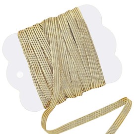 GORGECRAFT 10 Yards 6mm Gold Elastic Bands Metallic Flat Elastic Cord Stretch Strap Glitter Knit String Ribbon for DIY Sewing Crafts Skirt Waistband Dress Making Clothing Hairband Embellishment