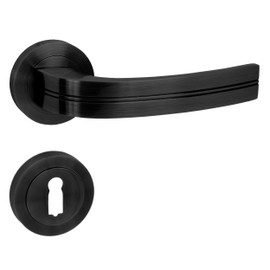 domino DEKAN-R Black BB Deadlock Door Handle Set for Room Doors Door Handle Set Rosette Set Door Fittings