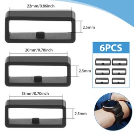 LLOUSSAK 6Pcs Watch Band Loops, Silicone Watch Strap Holder Loops Watch Strap Retainer Black Replacement Watch Band Loop 18mm/20mm/22mm Rubber Watch Strap Keeper for Smart Sport Watches Parts