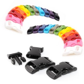 Ganzoo Plastic Click Fastener in a 22 Colour Mix Set, 3/8 Inch / Clip Fastener / Buckle for Paracord Bracelets, Dog Collars, Backpack