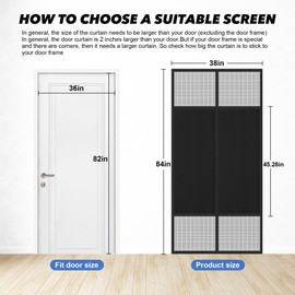 LIAMST Privacy Magnetic Screen Door 38"x82" – Black Solid Blackout Door Curtains, Easy Install, Strong Magnet Strength, Self-Sealing Mesh, Pet Tested, Hands-Free Entry, Door Screen Magnetic Closure