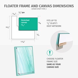 Pixy Canvas 9x12 inch Floater Frame for Canvas Paintings, Wood Panels, Canvas Panels & Stretched Canvas Boards. Floating Frame fits 5/8", 3/4" & max 7/8" Deep Artwork (Rustic Gray, 9 x 12 inch)