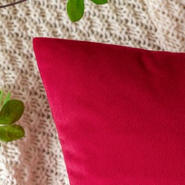 Emema Velvet Cushion Cover, Decorative Cushion Covers for Sofa Cushion, Lumbar Cushion, Throw Cushion, with Concealed Zip, for Sofa, Bedroom, Set of 2, 40 x 40 cm, Red
