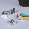 4 pieces silver double hole pencil sharpener, magnesium pencil sharpener,