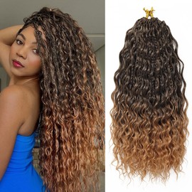 LIYATE Goddess Bohemian Crochet Box Braids - 14 Inch 7 Packs Boho Crochet Hair for Women Pre Looped Gypsy Braids Synthetic Braiding Hair Extensions,1B/30