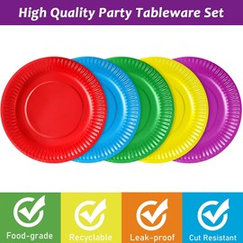 LATERN 90Pcs Colorful Paper Plates, 7 Inch Disposable Paper Plates Dessert Plates Dinner Plates for Wedding Birthday Party Picnic Baby Shower DIY Painting (6 Colors)