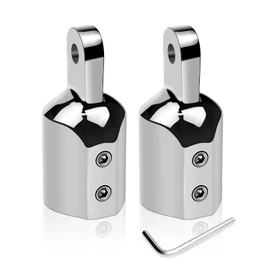 HZSIFU 2PCS 1 Inch Bimini Top Cap Fittings Eye End Caps Stainless Steel 316 External Round Tubing Boat Canopy Hardware Pop Metal Cap for 1'' Od Round Tube with L Shape Hex Key