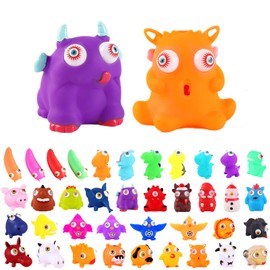 Funny Monster Pinch Toy Stress Relief Toys,2pc Monsters Orange Purple Popping Worm Stress Toy,Fidget Squishy Squeeze Toy with Pop Out Eyes for Kids Adults Autistic Birthday Gifts,Xmas Stocking Fillers
