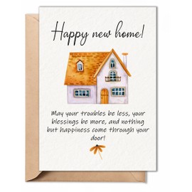TRIDECOR New Home Card – Housewarming Card with Blessing, Welcome New Homeowner Gift, Folded 5x7 Greeting Card with Envelope, Blank Inside, Thoughtful House Warming Gifts New Home