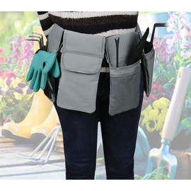 FCOUIID Gardening Tool Belt Bag - Waterproof Canvas Waist Tool Apron Organizer Hanging Pouch with 4 Pockets, Gray
