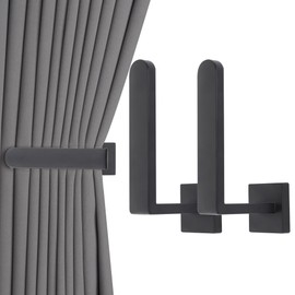 Groleca 2 Pack Metal Curtain Holdbacks Modern Curtain Tiebacks U Shaped Curtain Hooks for Wall Curtain Pull Backs Curtain Holders Curtain Tie Backs for Curtains (2, Matte Black)