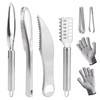 8PCS Fish Scaler Remover, Stainless Steel Fish Scaler with Gloves,