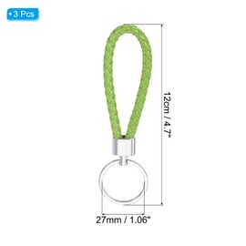 [PATIKIL] Braided Leather Key Chain with Stainless Steel Key Ring 3PCS PU Braided Wristlet Lanyard Lanyard Fob Keychain Holder for Car Bag Purse Pendant Fruit Green