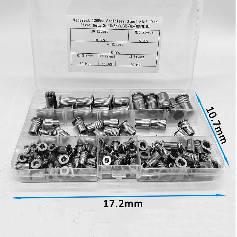 WeqeYent 120 Pcs M10 M8 M6 M5 M4 M3 Stainless