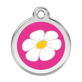 RedDingo enamel pet id tag, large, "Daisy", Hot Pink