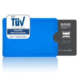 AntiSpyShop RFID Protective Case, TÜV Approved, NFC Blocker - Credit Card, Bank EC Card, Health Insurance Card (Blue)