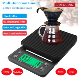 DDS-DUDES Coffee Scales with Timer and LCD Display (3kg, 0.1g) High Precision Digital Kitchen Food Weighing Scale for Baking and Cooking